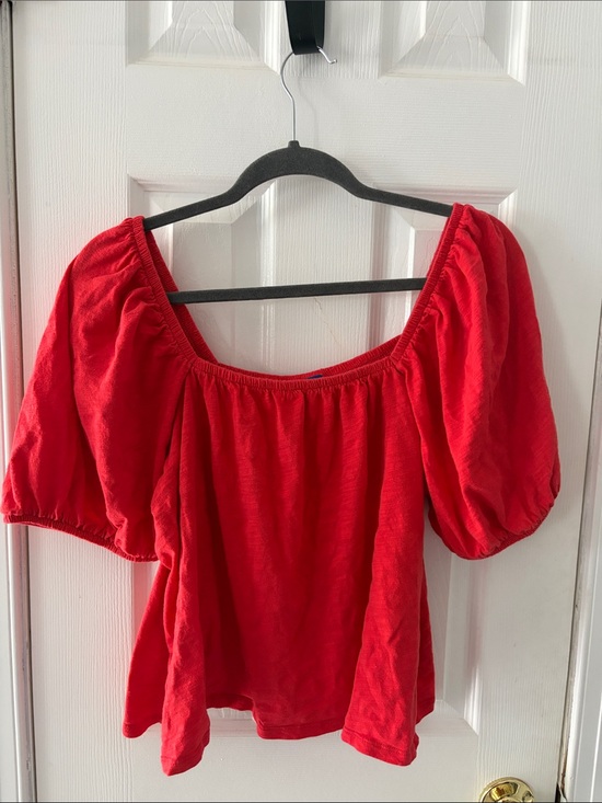 Old Navy Tops - Old Navy Red Off-Shoulder Puff Sleeve Crop Top